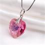 Necklace, heart, with rose SWAROVSKI® crystal, 18mm, ART CRYSTELLA®